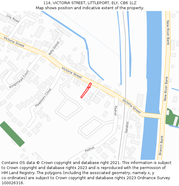 114, VICTORIA STREET, LITTLEPORT, ELY, CB6 1LZ: Location map and indicative extent of plot