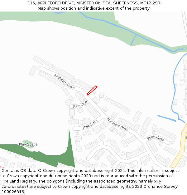 116, APPLEFORD DRIVE, MINSTER ON SEA, SHEERNESS, ME12 2SR: Location map and indicative extent of plot