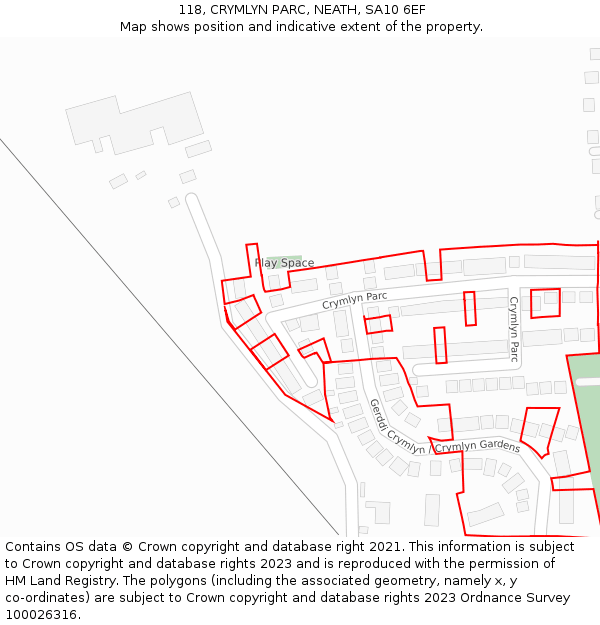 118, CRYMLYN PARC, NEATH, SA10 6EF: Location map and indicative extent of plot