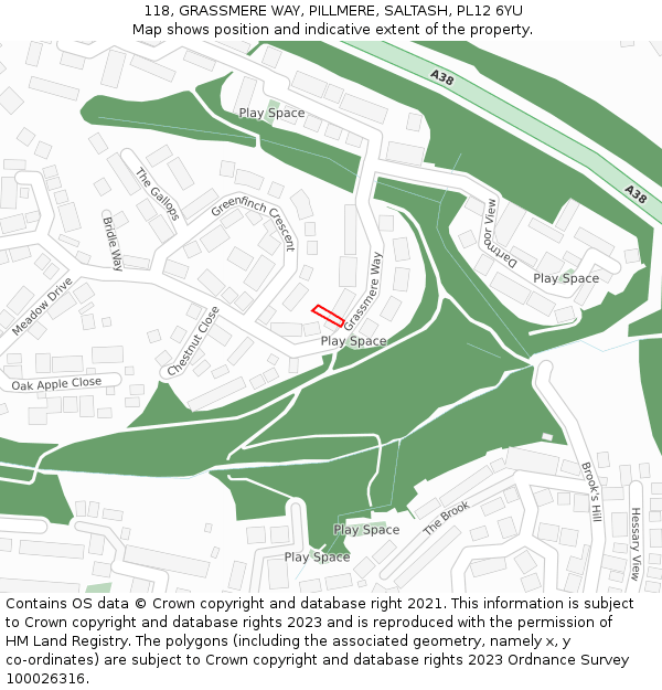 118, GRASSMERE WAY, PILLMERE, SALTASH, PL12 6YU: Location map and indicative extent of plot