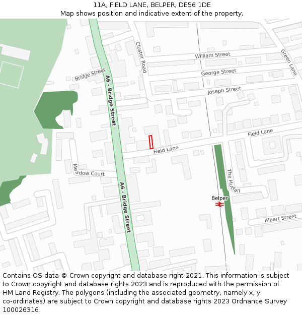 11A, FIELD LANE, BELPER, DE56 1DE: Location map and indicative extent of plot