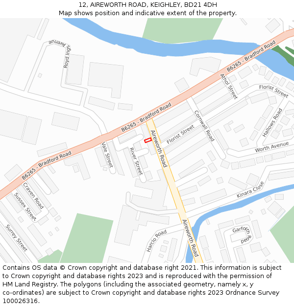 12, AIREWORTH ROAD, KEIGHLEY, BD21 4DH: Location map and indicative extent of plot