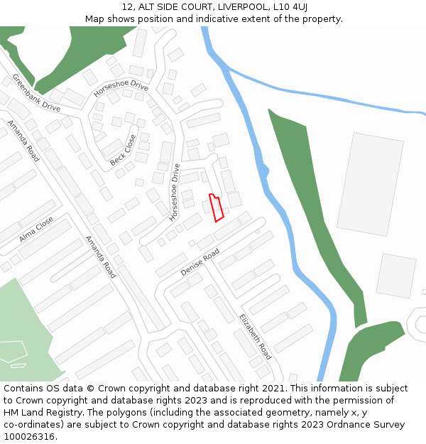 12, ALT SIDE COURT, LIVERPOOL, L10 4UJ: Location map and indicative extent of plot