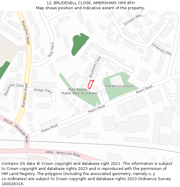 12, BRUDENELL CLOSE, AMERSHAM, HP6 6FH: Location map and indicative extent of plot