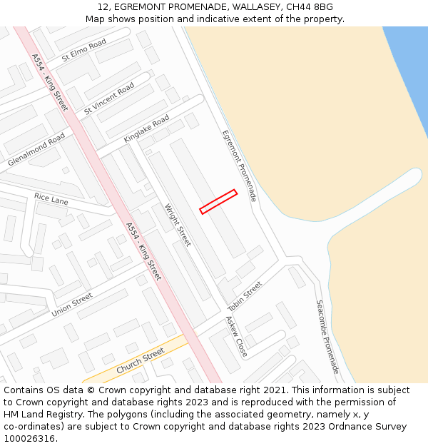 12, EGREMONT PROMENADE, WALLASEY, CH44 8BG: Location map and indicative extent of plot