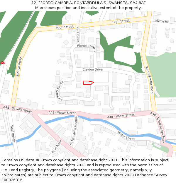 12, FFORDD CAMBRIA, PONTARDDULAIS, SWANSEA, SA4 8AF: Location map and indicative extent of plot