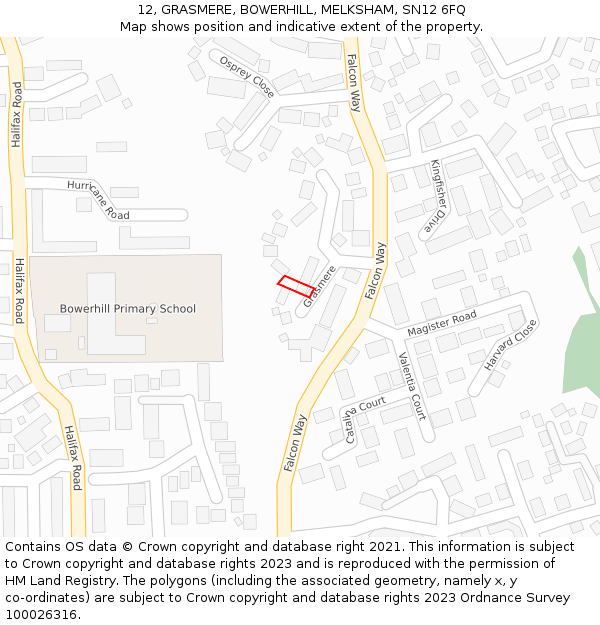 12, GRASMERE, BOWERHILL, MELKSHAM, SN12 6FQ: Location map and indicative extent of plot