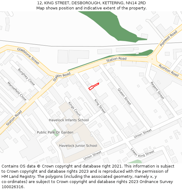 12, KING STREET, DESBOROUGH, KETTERING, NN14 2RD: Location map and indicative extent of plot