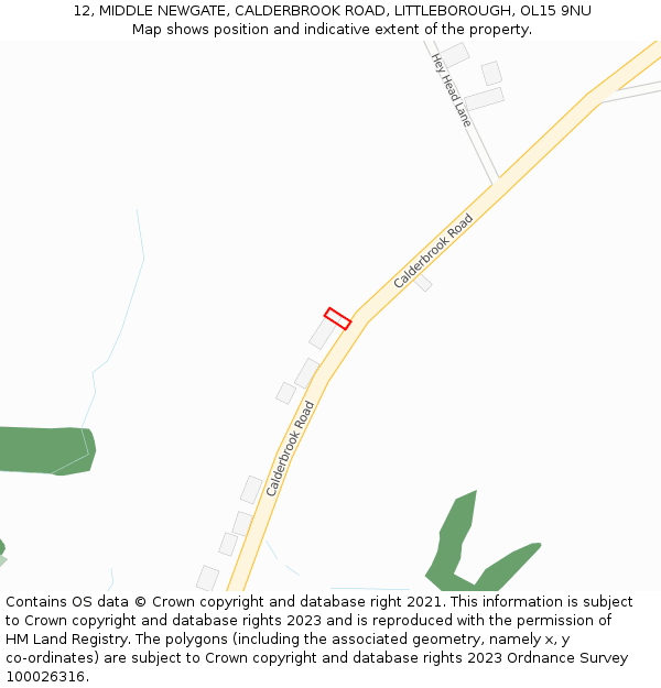 12, MIDDLE NEWGATE, CALDERBROOK ROAD, LITTLEBOROUGH, OL15 9NU: Location map and indicative extent of plot