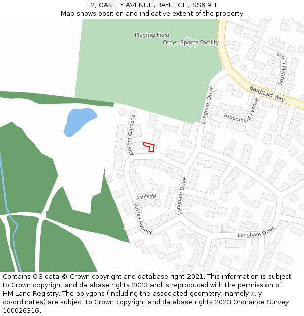 12, OAKLEY AVENUE, RAYLEIGH, SS6 9TE: Location map and indicative extent of plot