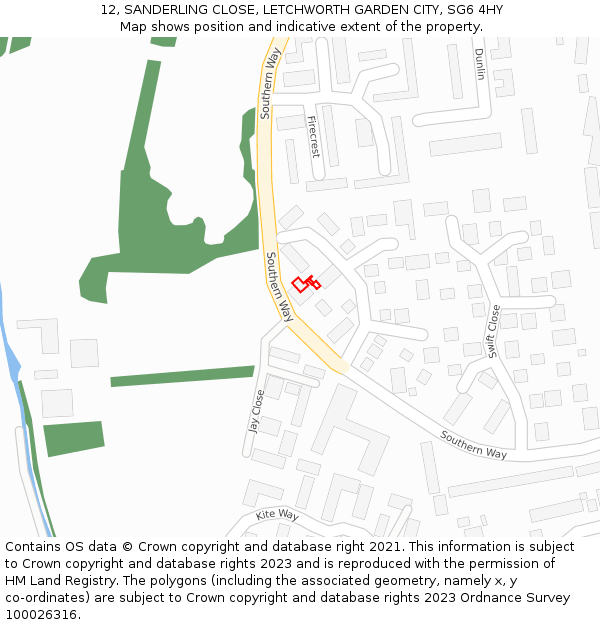 12, SANDERLING CLOSE, LETCHWORTH GARDEN CITY, SG6 4HY: Location map and indicative extent of plot