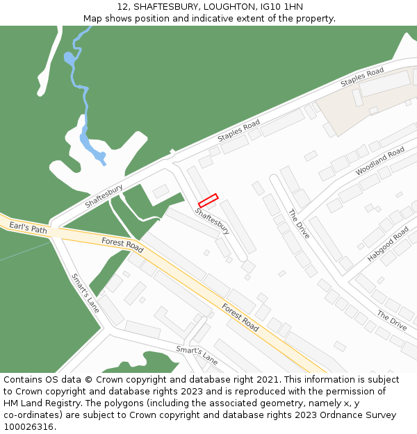 12, SHAFTESBURY, LOUGHTON, IG10 1HN: Location map and indicative extent of plot