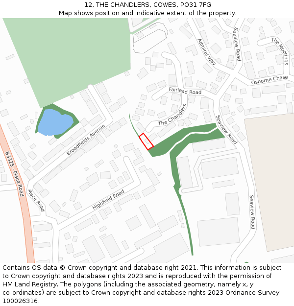 12, THE CHANDLERS, COWES, PO31 7FG: Location map and indicative extent of plot