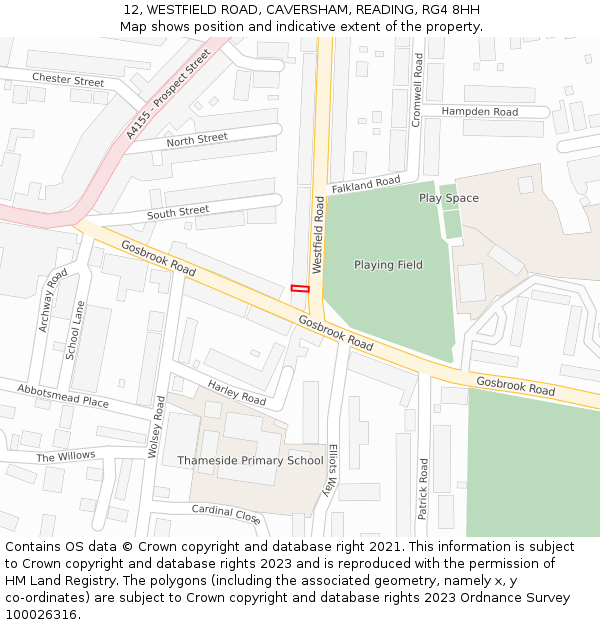 12, WESTFIELD ROAD, CAVERSHAM, READING, RG4 8HH: Location map and indicative extent of plot