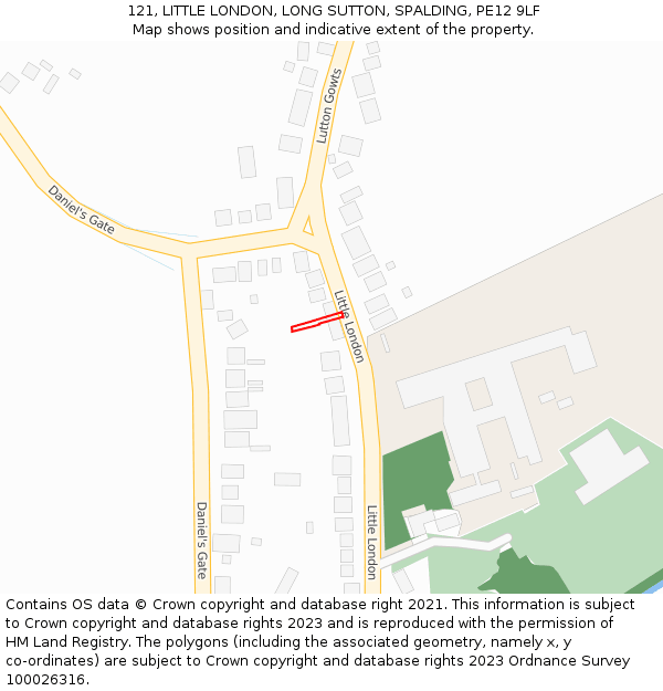 121, LITTLE LONDON, LONG SUTTON, SPALDING, PE12 9LF: Location map and indicative extent of plot