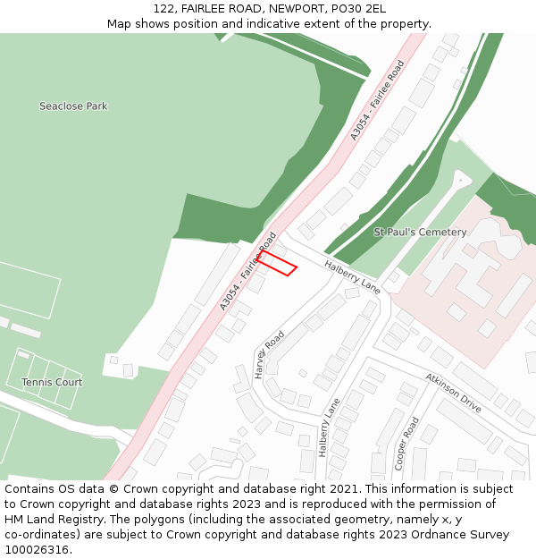 122, FAIRLEE ROAD, NEWPORT, PO30 2EL: Location map and indicative extent of plot