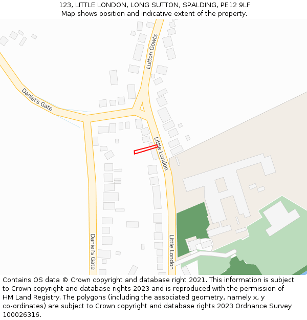 123, LITTLE LONDON, LONG SUTTON, SPALDING, PE12 9LF: Location map and indicative extent of plot