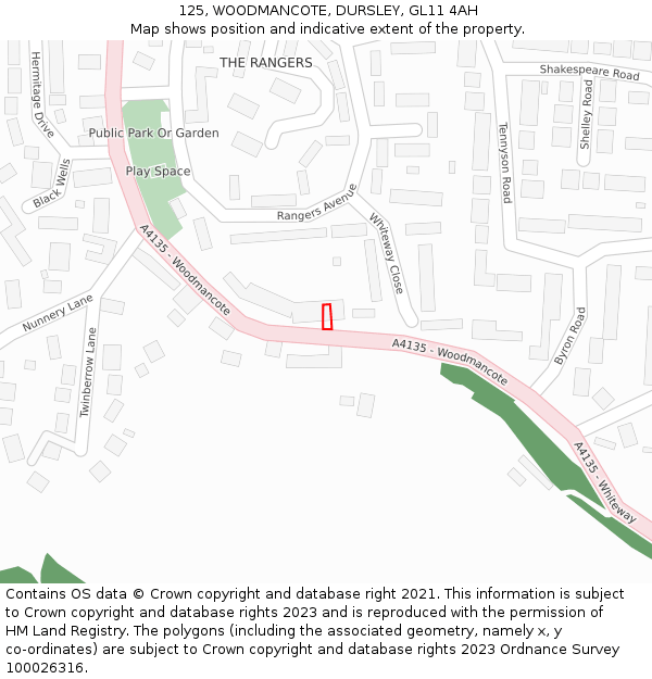 125, WOODMANCOTE, DURSLEY, GL11 4AH: Location map and indicative extent of plot