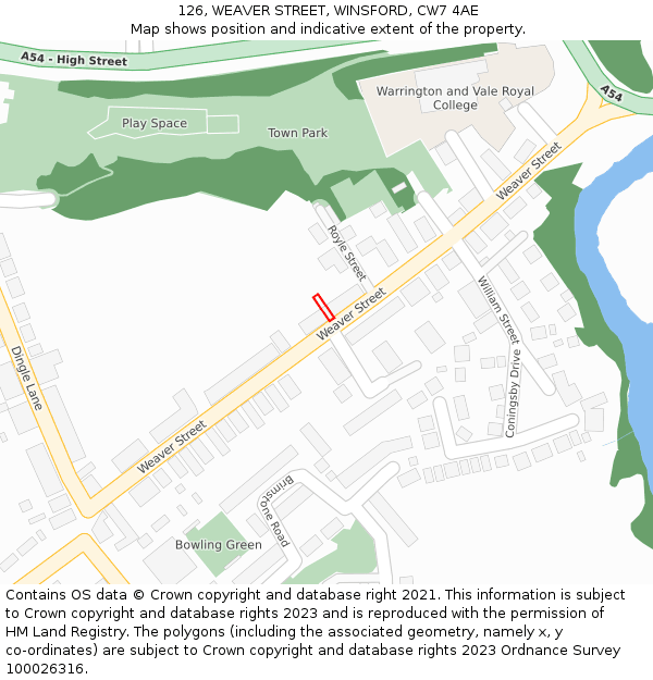 126, WEAVER STREET, WINSFORD, CW7 4AE: Location map and indicative extent of plot
