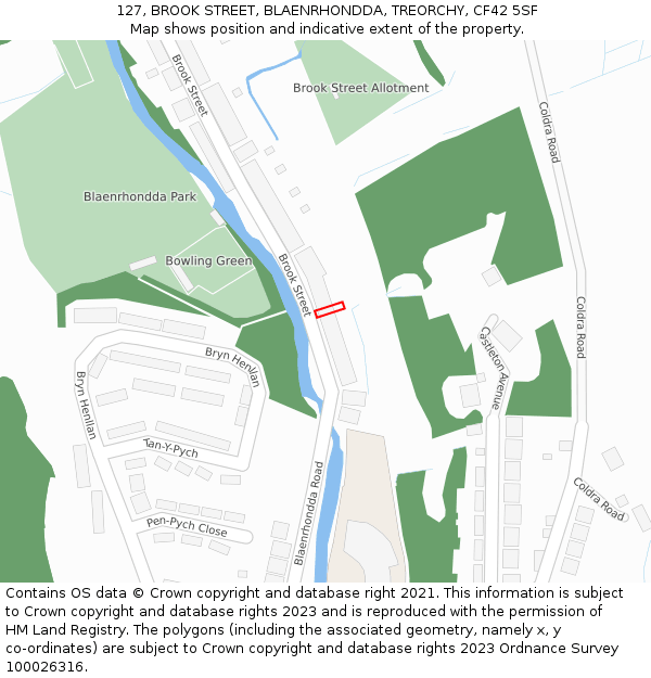 127, BROOK STREET, BLAENRHONDDA, TREORCHY, CF42 5SF: Location map and indicative extent of plot