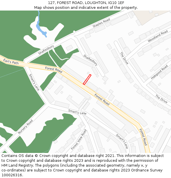 127, FOREST ROAD, LOUGHTON, IG10 1EF: Location map and indicative extent of plot