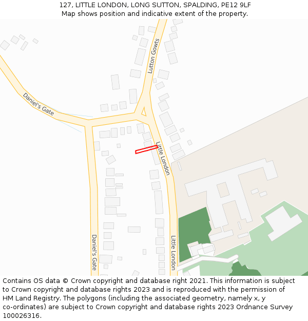 127, LITTLE LONDON, LONG SUTTON, SPALDING, PE12 9LF: Location map and indicative extent of plot
