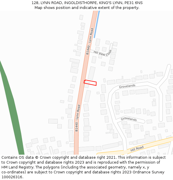 128, LYNN ROAD, INGOLDISTHORPE, KING'S LYNN, PE31 6NS: Location map and indicative extent of plot