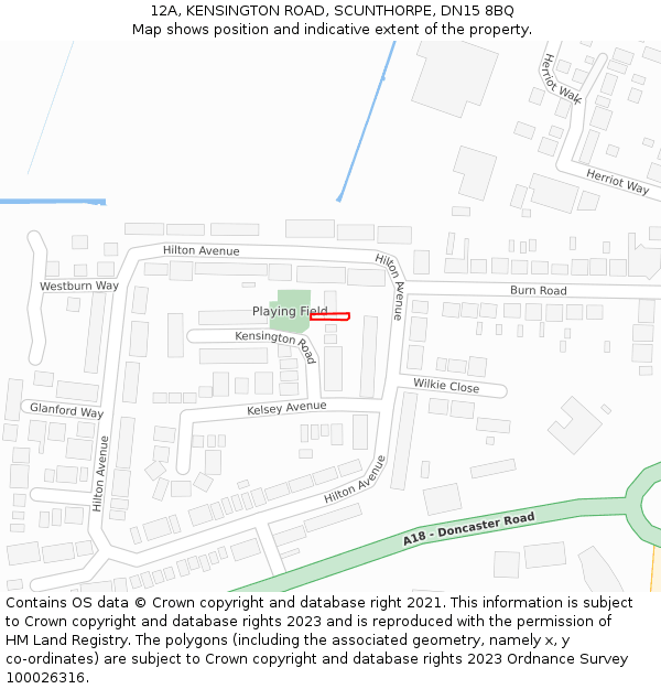 12A, KENSINGTON ROAD, SCUNTHORPE, DN15 8BQ: Location map and indicative extent of plot