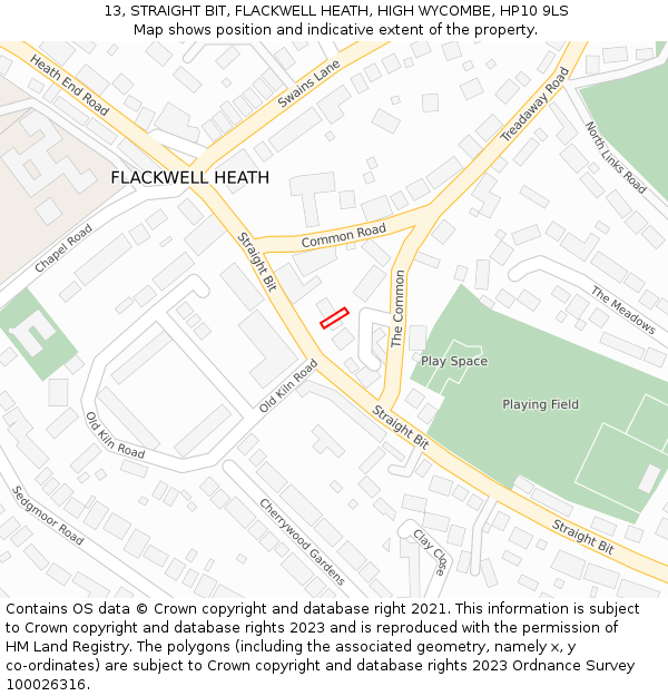 13, STRAIGHT BIT, FLACKWELL HEATH, HIGH WYCOMBE, HP10 9LS: Location map and indicative extent of plot