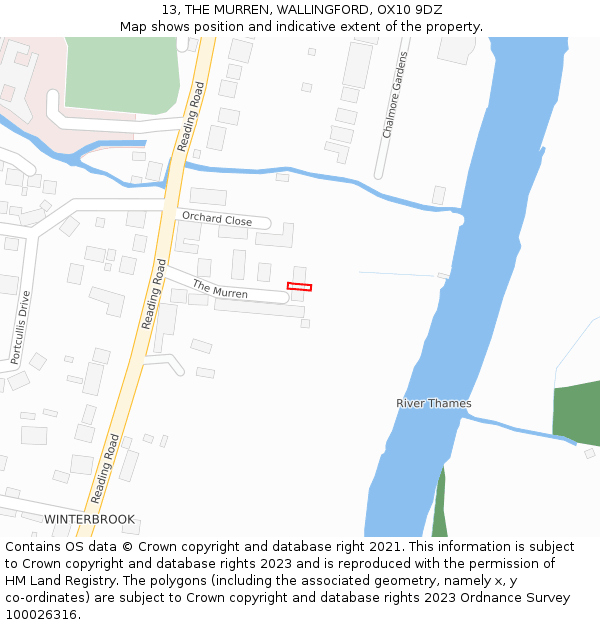 13, THE MURREN, WALLINGFORD, OX10 9DZ: Location map and indicative extent of plot