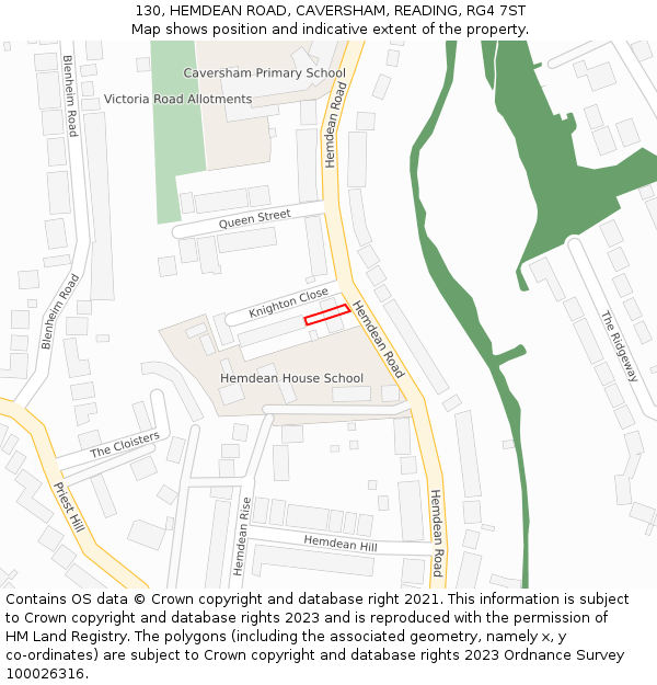 130, HEMDEAN ROAD, CAVERSHAM, READING, RG4 7ST: Location map and indicative extent of plot