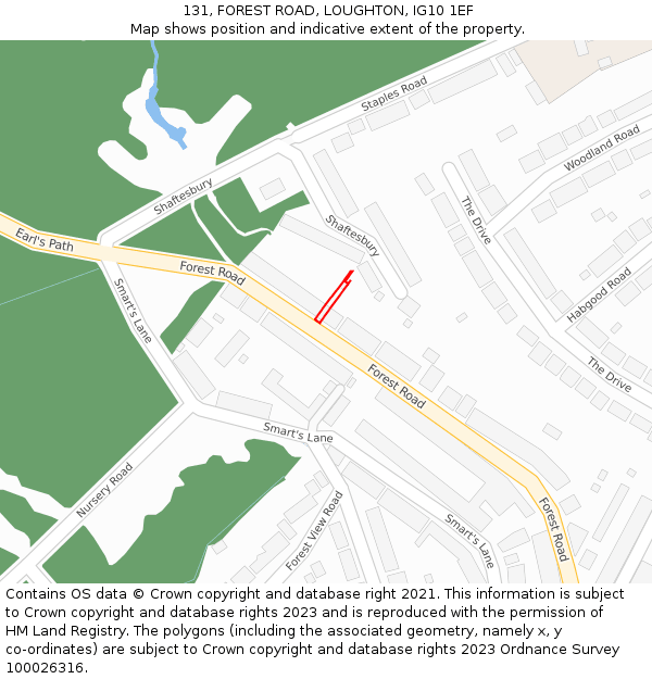 131, FOREST ROAD, LOUGHTON, IG10 1EF: Location map and indicative extent of plot