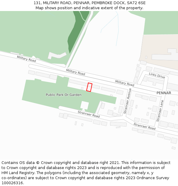 131, MILITARY ROAD, PENNAR, PEMBROKE DOCK, SA72 6SE: Location map and indicative extent of plot