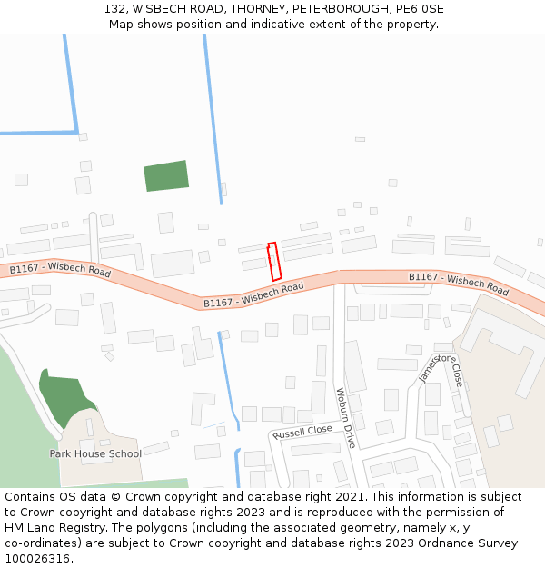 132, WISBECH ROAD, THORNEY, PETERBOROUGH, PE6 0SE: Location map and indicative extent of plot