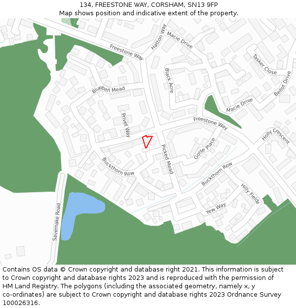 134, FREESTONE WAY, CORSHAM, SN13 9FP: Location map and indicative extent of plot