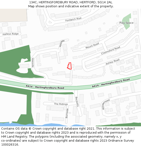 134C, HERTINGFORDBURY ROAD, HERTFORD, SG14 2AL: Location map and indicative extent of plot