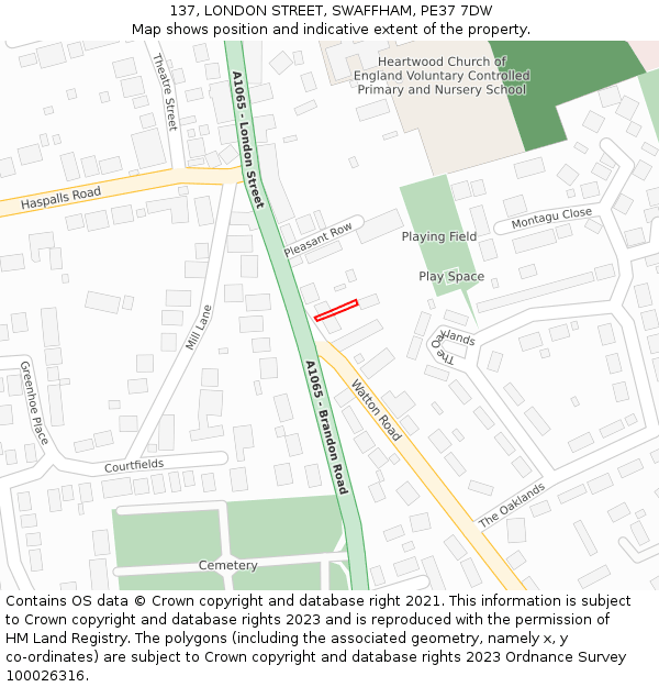 137, LONDON STREET, SWAFFHAM, PE37 7DW: Location map and indicative extent of plot