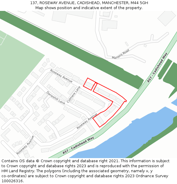 137, ROSEWAY AVENUE, CADISHEAD, MANCHESTER, M44 5GH: Location map and indicative extent of plot