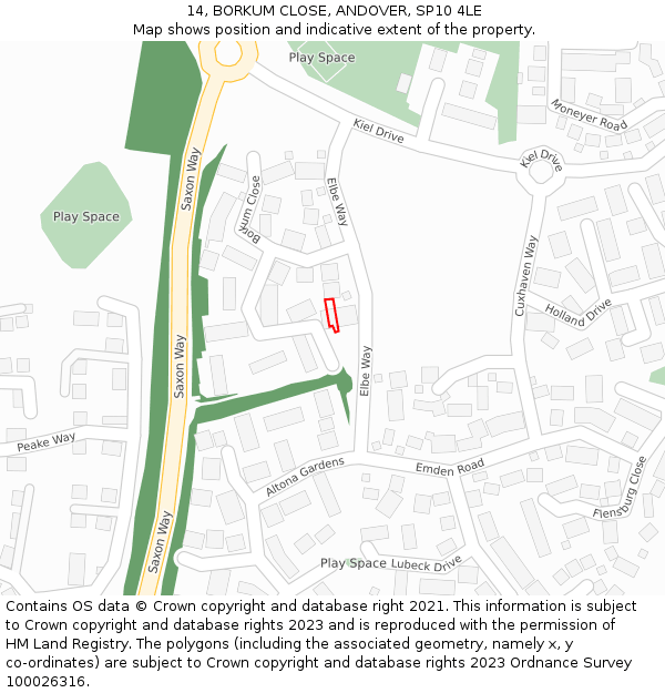 14, BORKUM CLOSE, ANDOVER, SP10 4LE: Location map and indicative extent of plot