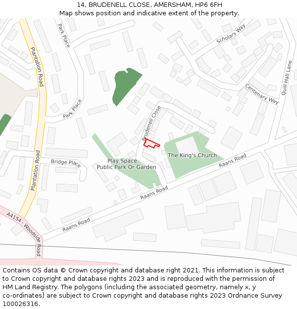 14, BRUDENELL CLOSE, AMERSHAM, HP6 6FH: Location map and indicative extent of plot