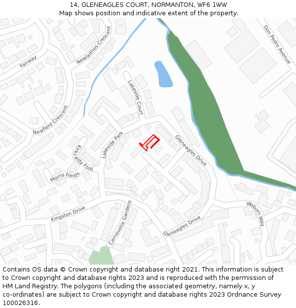 14, GLENEAGLES COURT, NORMANTON, WF6 1WW: Location map and indicative extent of plot