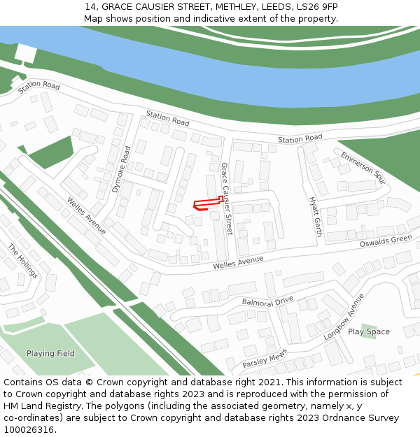 14, GRACE CAUSIER STREET, METHLEY, LEEDS, LS26 9FP: Location map and indicative extent of plot