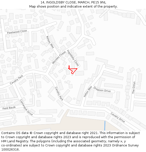 14, INGOLDSBY CLOSE, MARCH, PE15 9NL: Location map and indicative extent of plot