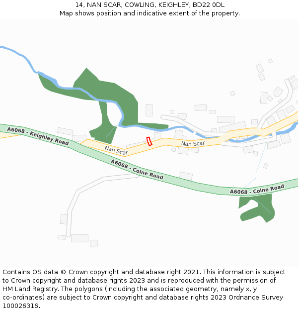 14, NAN SCAR, COWLING, KEIGHLEY, BD22 0DL: Location map and indicative extent of plot