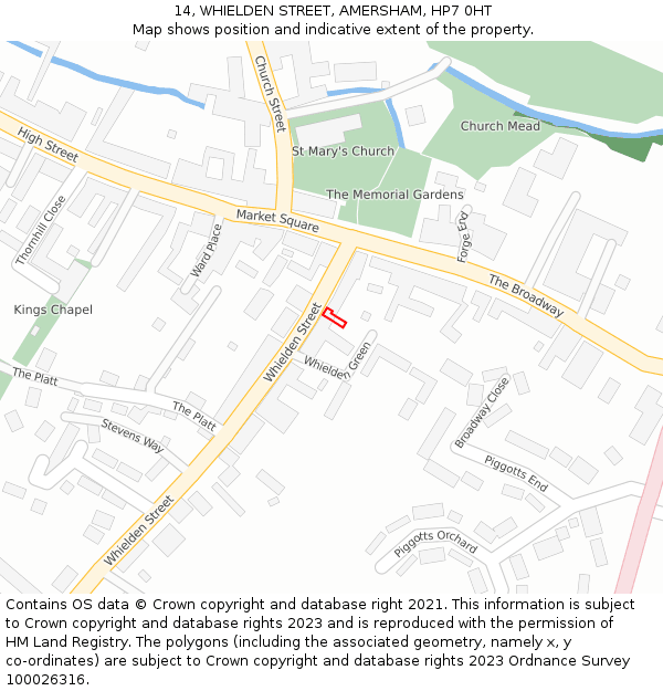 14, WHIELDEN STREET, AMERSHAM, HP7 0HT: Location map and indicative extent of plot