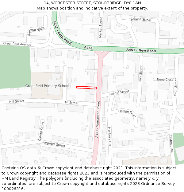 14, WORCESTER STREET, STOURBRIDGE, DY8 1AN: Location map and indicative extent of plot