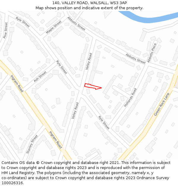 140, VALLEY ROAD, WALSALL, WS3 3AP: Location map and indicative extent of plot