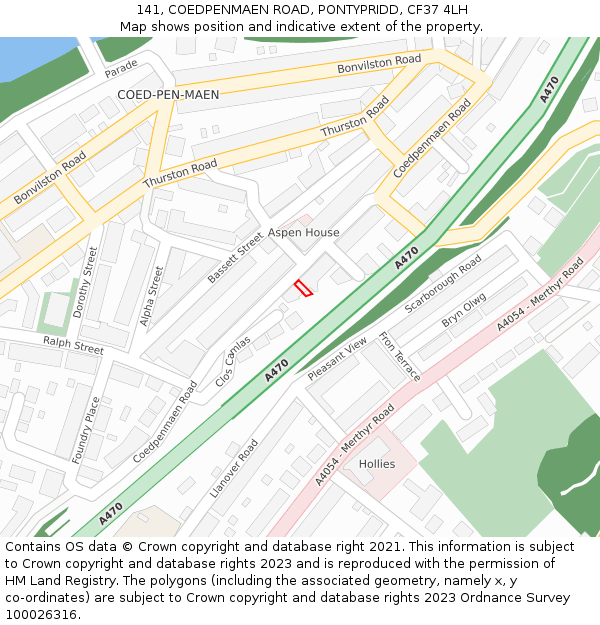 141, COEDPENMAEN ROAD, PONTYPRIDD, CF37 4LH: Location map and indicative extent of plot