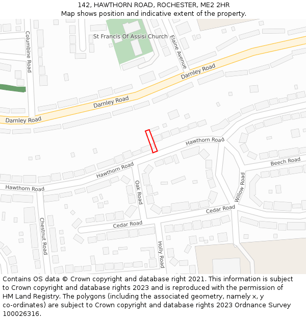 142, HAWTHORN ROAD, ROCHESTER, ME2 2HR: Location map and indicative extent of plot