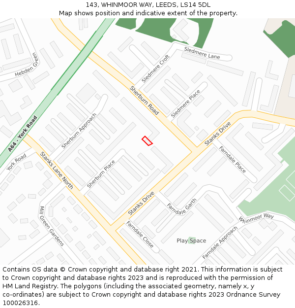 143, WHINMOOR WAY, LEEDS, LS14 5DL: Location map and indicative extent of plot